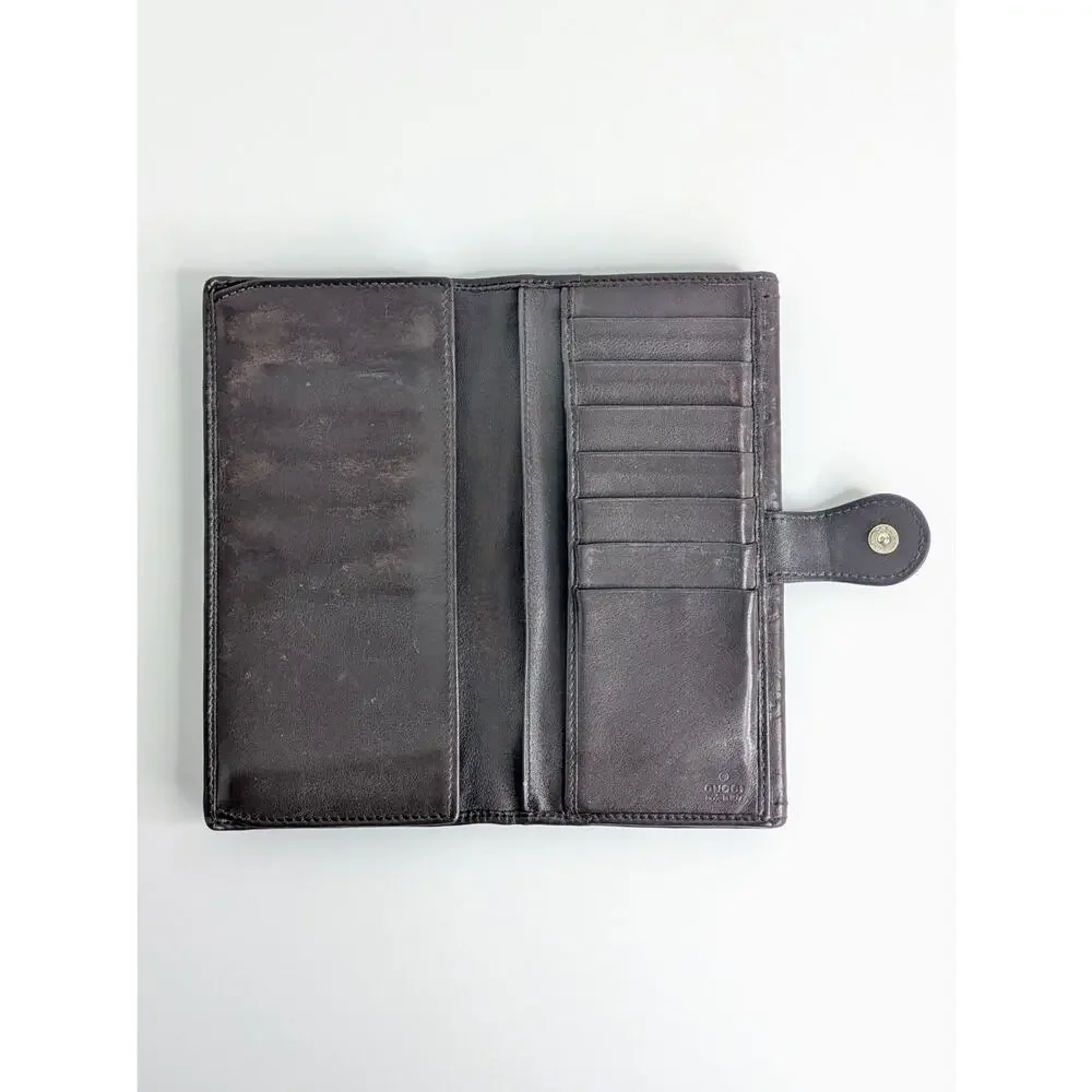 Gucci Guccissima Hysteria Continental Wallet Brown Leather GG Logo Bifold Snap